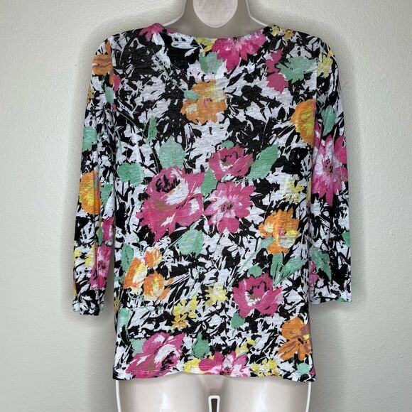 Lauren Ralph Lauren Linen Multi Floral Lightweight Sweater Top Women Size Small - Picture 5 of 11